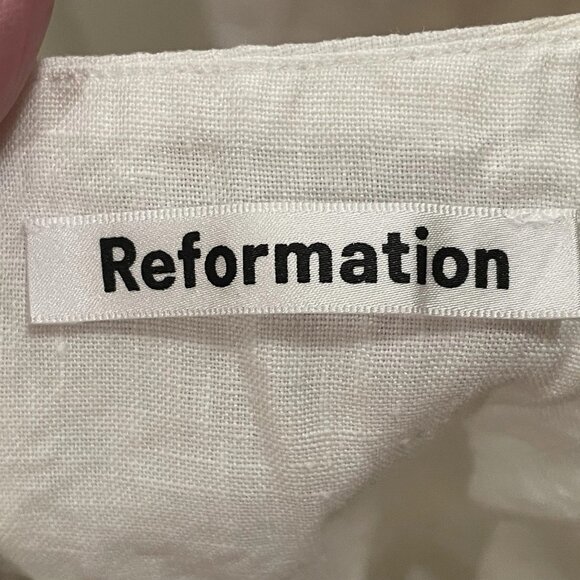 REFORMATION White Linen Square Neck Spaghetti Strap Mini Dress Sz 0 - Picture 3 of 9